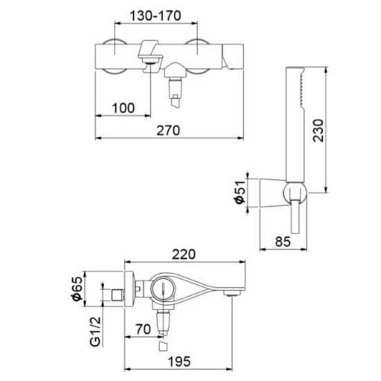 Смеситель для ванны Webert One-B NB850101441 черный нержавеющая сталь