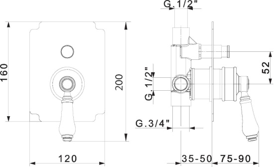 Смеситель для ванны Migliore Ermitage 18615 с внутренней частью бронза
