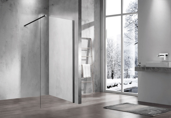 Душевая перегородка Vincea Walk-in VSW-1H800CLB 80 см, профиль матовый чёрный, стекло прозрачное