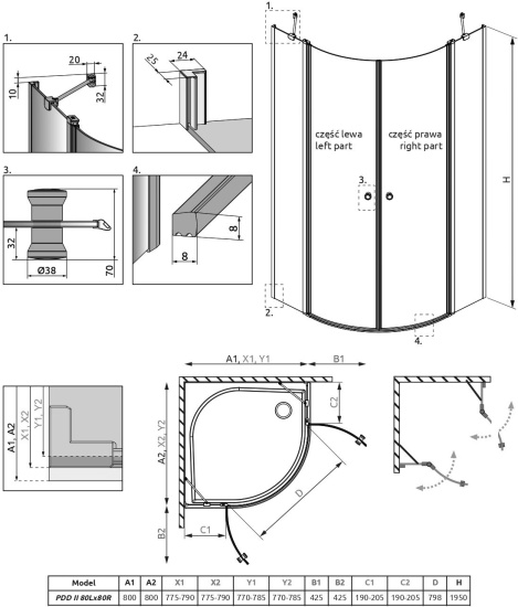Душевой уголок Radaway EOS PDD II 80x80