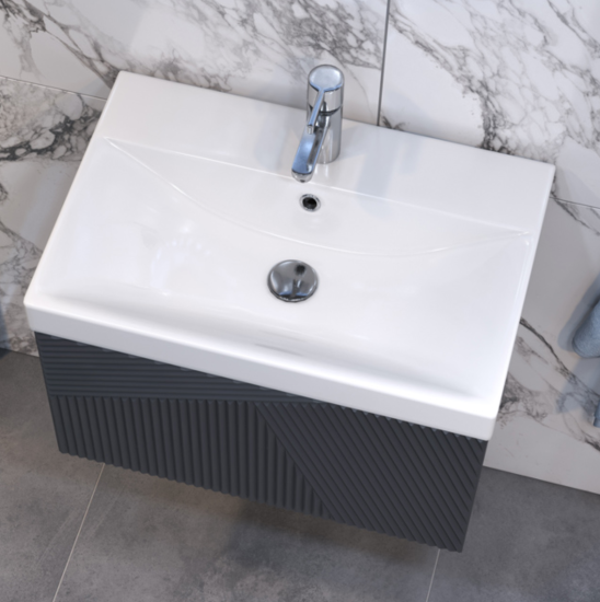 Тумба с раковиной Velvex Edge 60.1Y графит, подвесная