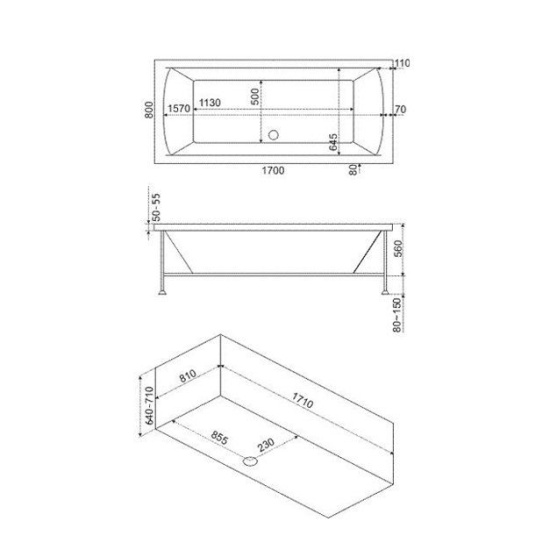Акриловая ванна Bas Индика 170 см