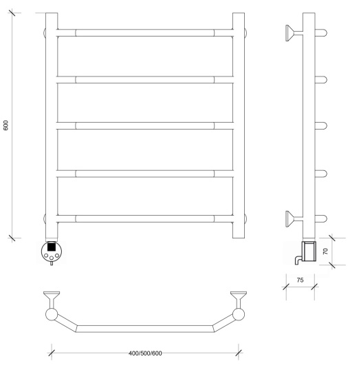 Полотенцесушитель электрический Secado Агата 1 60/60 L, хром