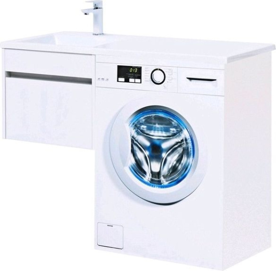 Тумба с раковиной Aquanet Токио 110 L белая подвесная, 1 ящик