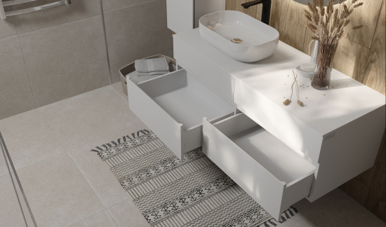 Тумба с раковиной Raval Decent 120 белая глянцевая
