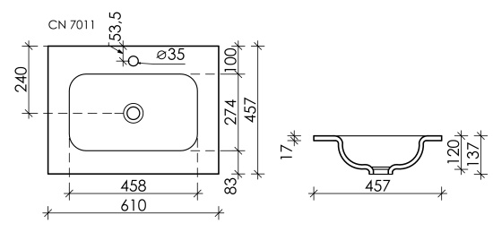 Мебельная раковина Sancos Element 61 CN7011