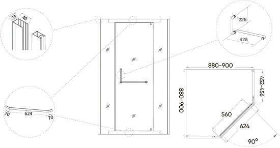 Душевой уголок Veconi Rovigo RV-36B 90x90
