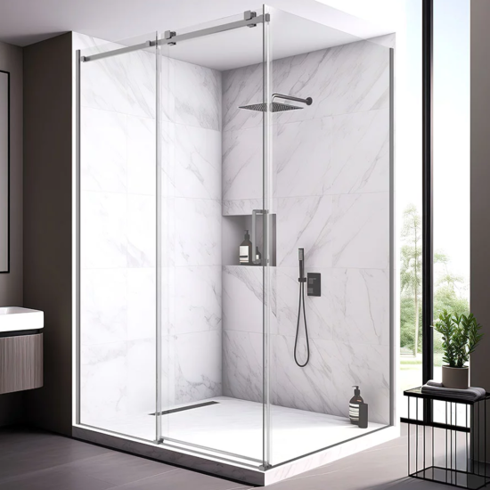 Душевой уголок Veconi Rovigo RV-075GR 130x100, профиль графит брашированный