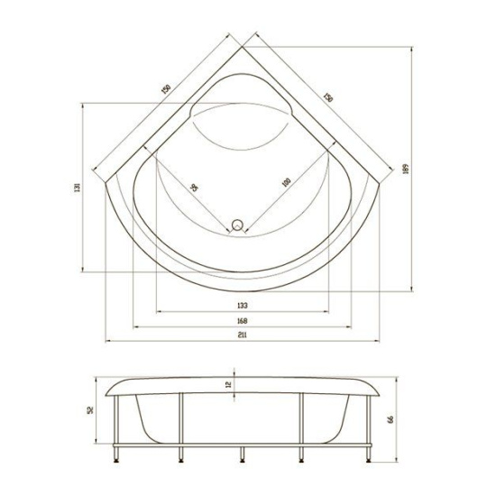 Акриловая ванна Aquatika Тема 150 см Sensa