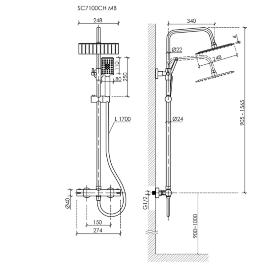 Душевая стойка Sancos Kanedo SC7100CH термостат, хром