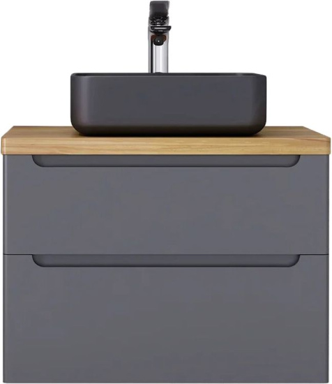 Тумба с раковиной Jorno Wood 80, серая, светлая столешница