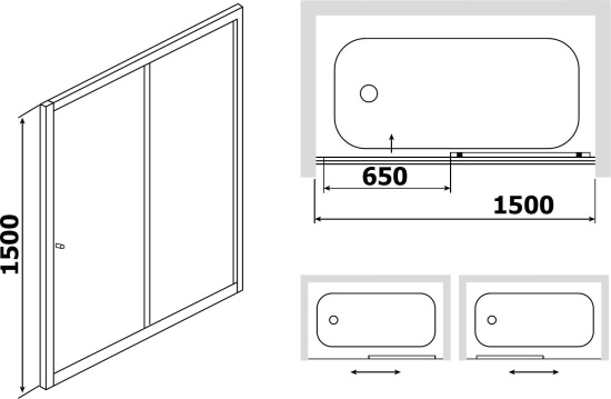 Шторка на ванну RGW Screens SC-42 1500x1500
