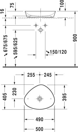 Мебель для ванной с раковиной Duravit Cape Cod 50: столешница 100, дуб карпентер, без отверстий + 2 тумбы 50