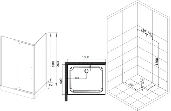 Душевой уголок Esbano ESD-8190 100x80, с поддоном