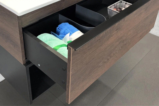 Тумба с раковиной Comforty Франкфурт 75 подвесная, дуб шоколадно-коричневый