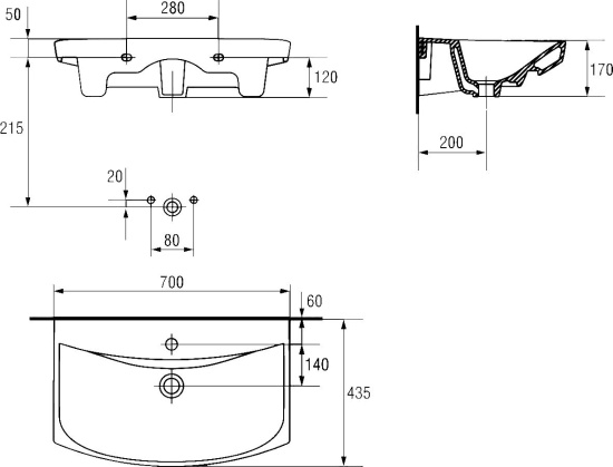 Мебель для ванной Runo Мерида 70 подвесная