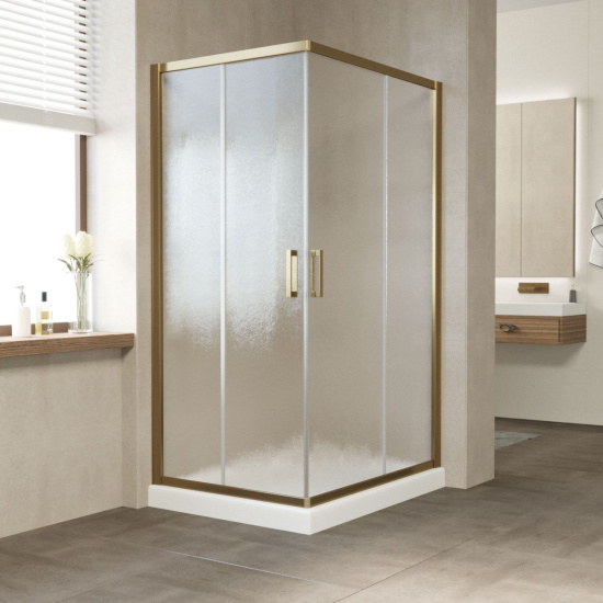Душевой уголок Vegas Glass ZA-F 100*80 05 02 профиль бронза, стекло шиншилла