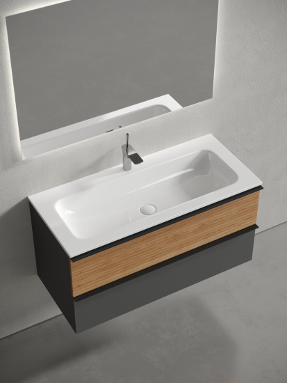 Тумба с раковиной Sancos Delta 100 дуб красный/графит, DL100GR