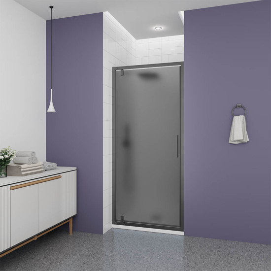 Душевая дверь в нишу Veconi Ottimo P30 GR OP30GR-80-12-C9, профиль графит брашированный, стекло матово-тонированное