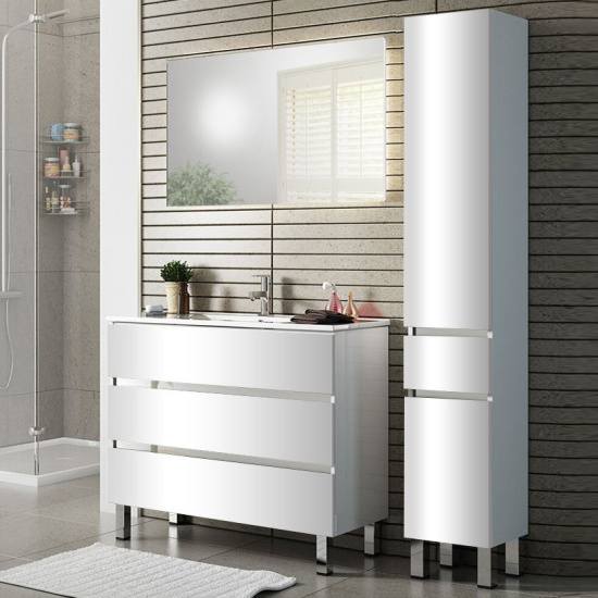 Тумба с раковиной Sanvit Кубэ-3 70 белый глянец, напольная