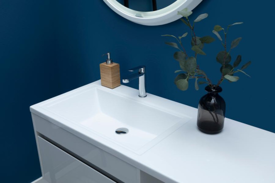 Тумба с раковиной Aquanet Токио 130 L белая подвесная, 1 ящик