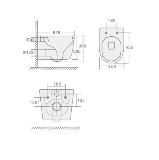 Унитаз подвесной Boheme Flow 969-SET-L с сидением
