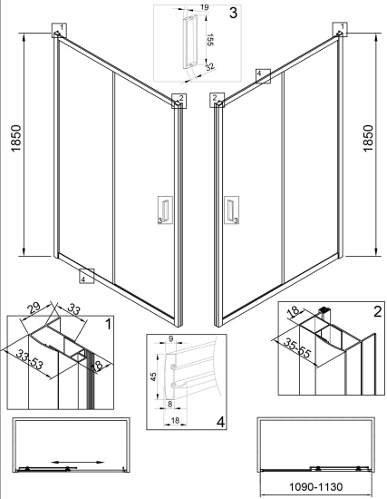 Душевая дверь в нишу Veconi Vianno VN46-110-01-C5 185