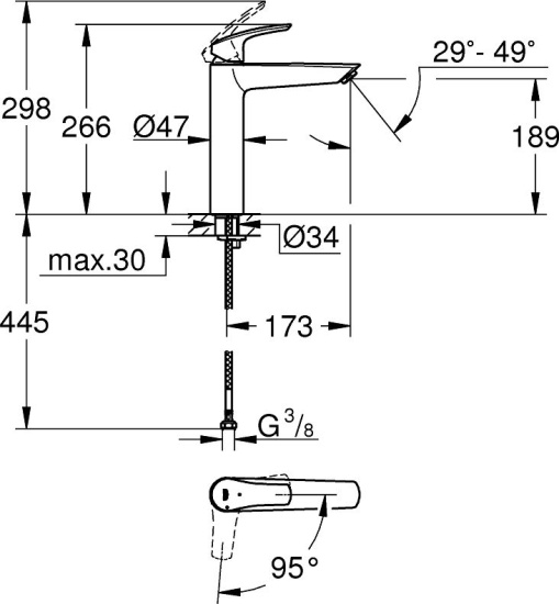 Смеситель для раковины Grohe Eurosmart 24164003