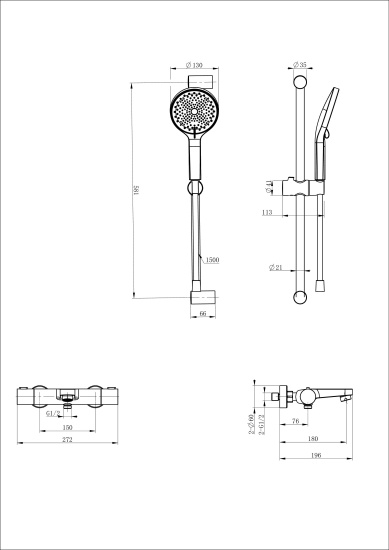 Смеситель для ванны Wonzon & Woghand WW-C2018-A-CR с термостатом