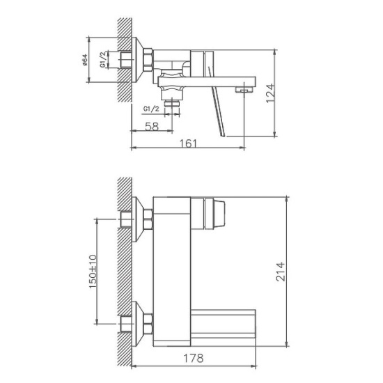 Смеситель для ванны Haiba HB60572 хром