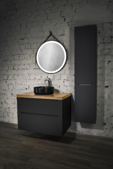 Тумба с раковиной Jorno Wood 80, серая, светлая столешница