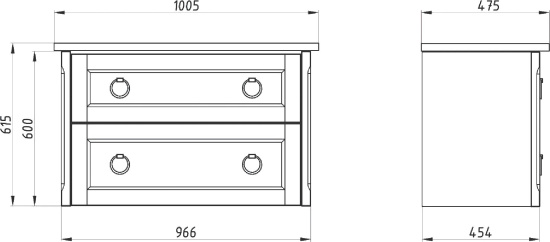 Тумба с раковиной ASB-Woodline Рома 100П подвесная, белая