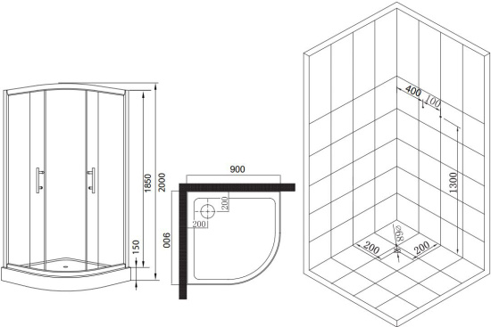 Душевой уголок Esbano ESD-8015 90x90, с поддоном