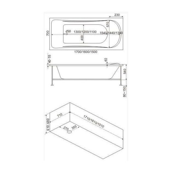 Акриловая ванна Bas Атланта 170 см