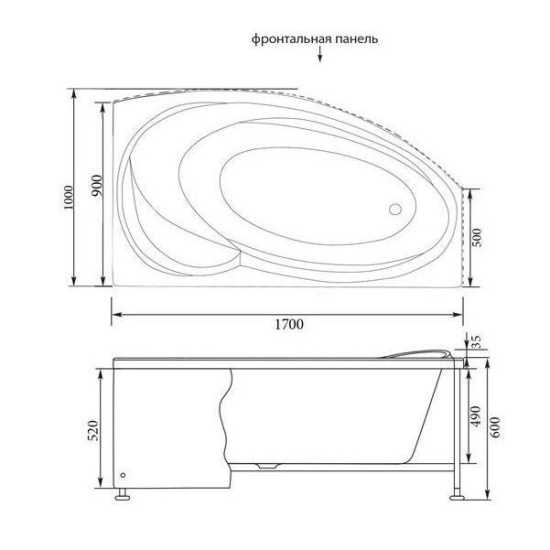 Акриловая ванна Aquanet Jersey 170 см R