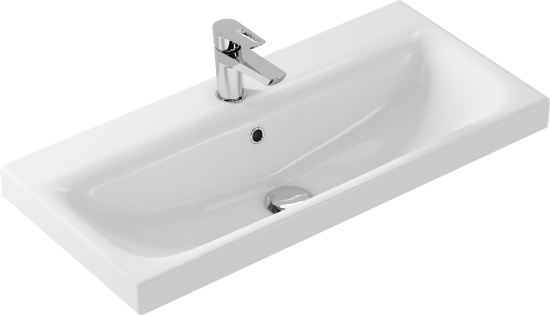 Тумба с раковиной 1MarKa Gaula 80Н черная, 3 ящика, 1 дверца