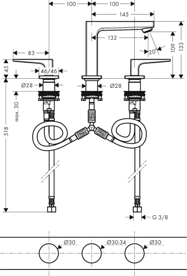 Смеситель для раковины Hansgrohe Metropol 74514000
