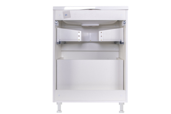 Тумба с раковиной Style Line Бергамо мини 60 2 ящика Люкс антискрейтч белая, Plus напольная