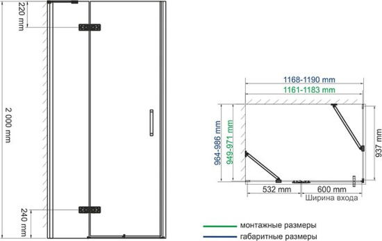 Душевой уголок Wasserkraft Aller Black 10H10LB 120x100 см