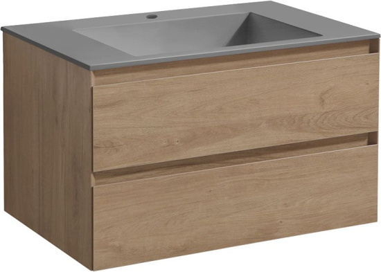 Тумба с раковиной Vincea Luka 80 2 ящика, натуральный дуб