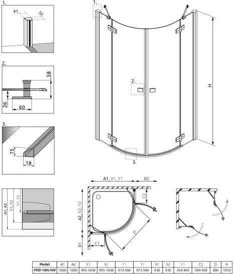 Душевой уголок Radaway Almatea PDD 100x100