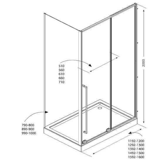 Душевой уголок Allen Brau Fantasy 2.0 120x80, профиль хром, стекло прозрачное