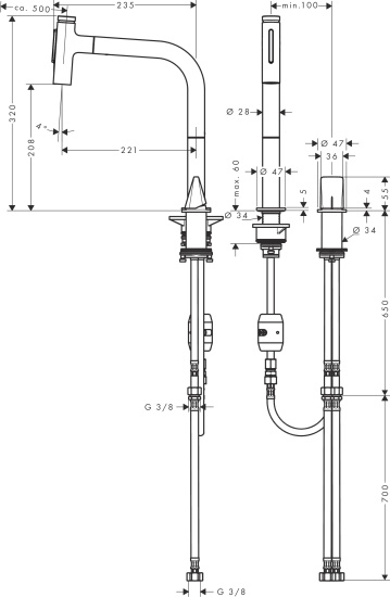 Смеситель для кухни Hansgrohe Metris Select M71 73819800 сталь