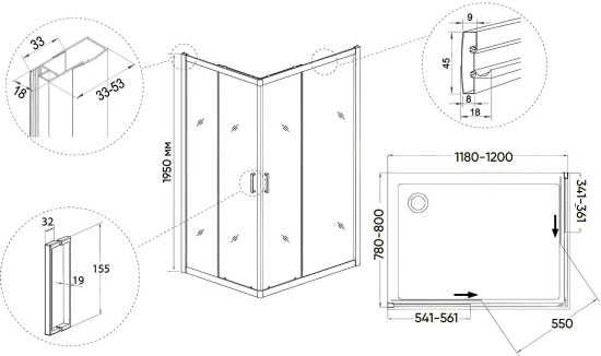 Душевой уголок Veconi Rovigo RV-14 120x80