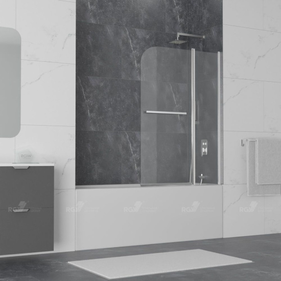 Шторка на ванну RGW Screens SC-12 1000х1500 профиль хром, стекло прозрачное