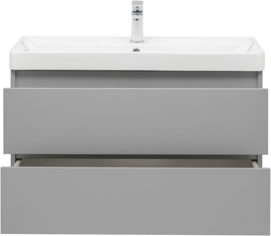 Тумба с раковиной Aquanet Вега 2.0 90 2 ящика, мисти грин, раковина Ирис