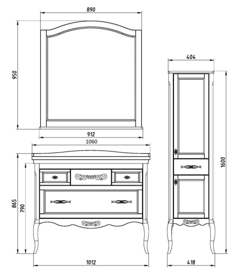 Мебель для ванной ASB-Woodline Модерн 105 антикварный орех