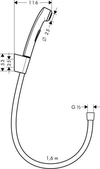 Душевой комплект Hansgrohe Vivenis 75615000 + гигиенический душ 32128000 + шланговое подключение 26457000