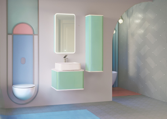Тумба с раковиной Jorno Pastel 58 бирюзовый бриз