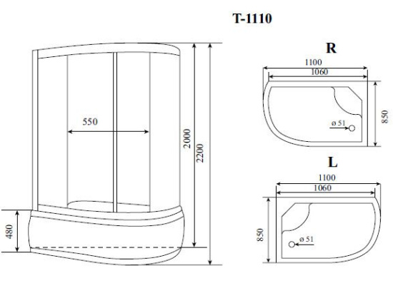 Душевая кабина Timo Standart T-1110 P L